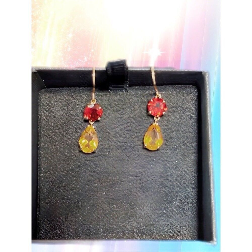 Garnet And Citrine Earrings 10k Yellow Gold